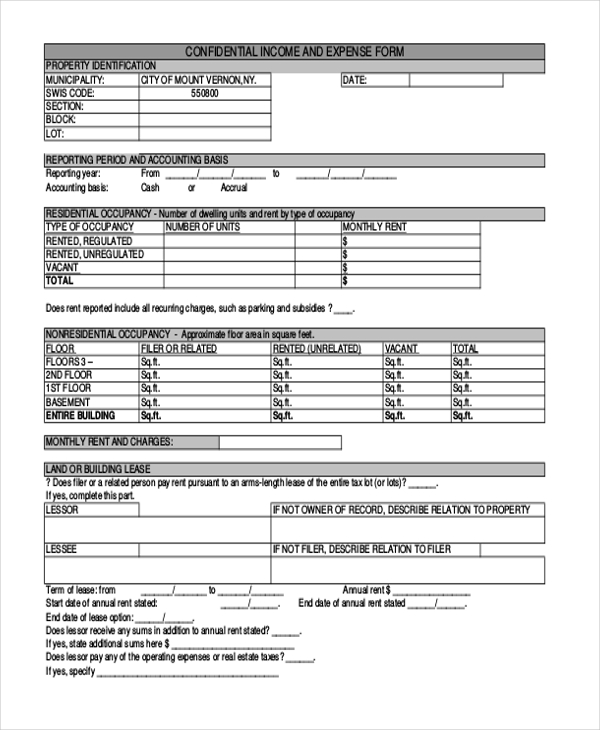 income expense account form