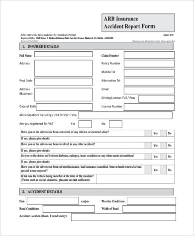 insurance accident report form