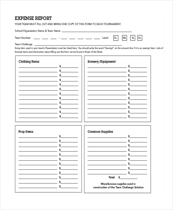 FREE 11+ Sample Expense Reports in Excel | PDF | MS Word