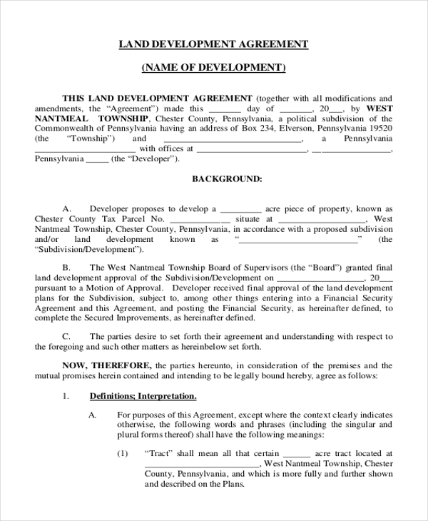 FREE 9+ Sample Land Agreement Forms in PDF | MS Word