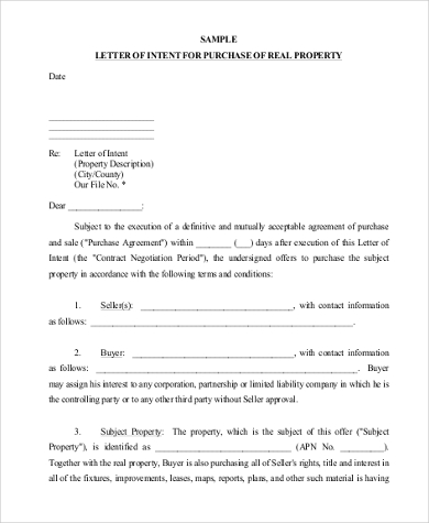 Letter Of Intent To Sell Property Template from images.sampleforms.com