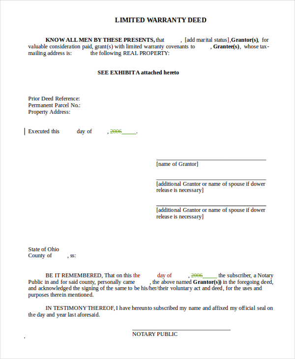 Free 7 Sample Warranty Deed Forms In Pdf Ms Word 0898