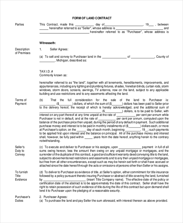 land contract agreement form1