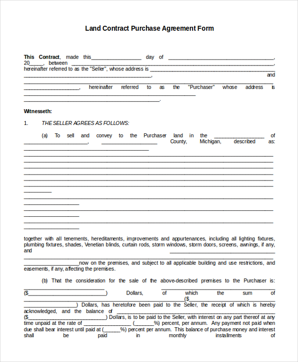 land contract purchase agreement form1