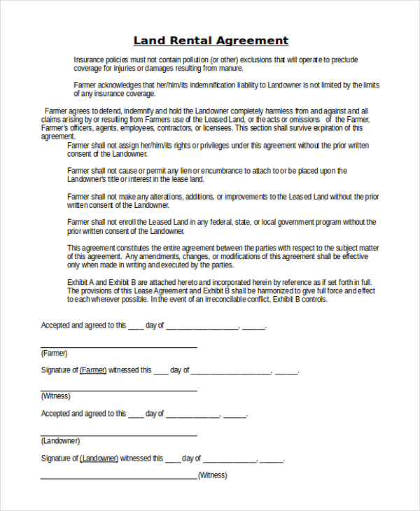 FREE 9+ Sample Land Agreement Forms in PDF MS Word