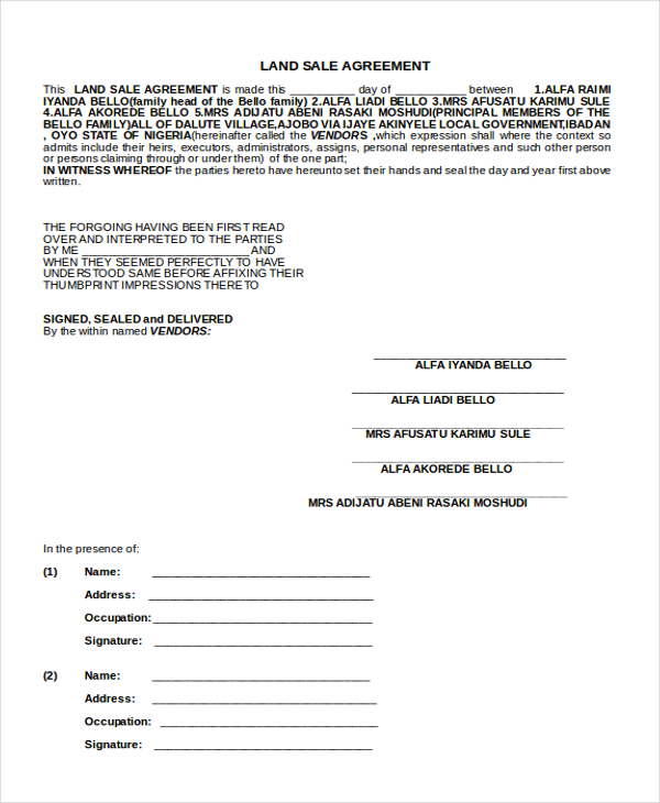 FREE 9 Sales Agreement Form Samples In PDF MS Word