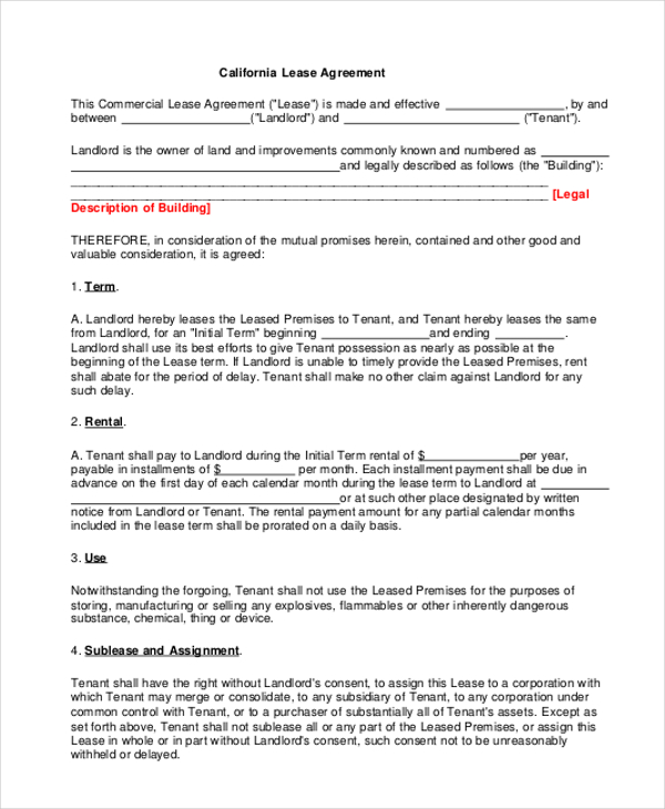 free 7 lease agreement form samples in pdf ms word