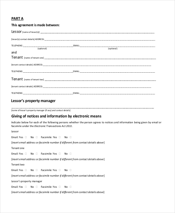 lease agreement format for house