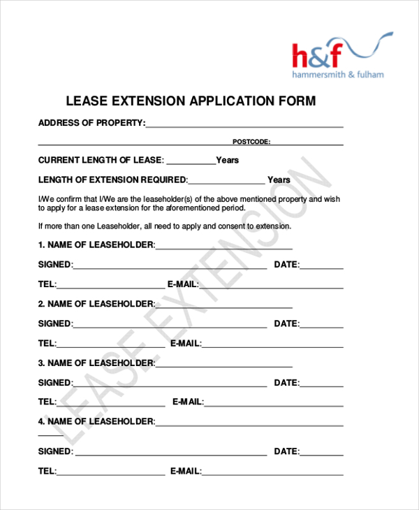 lease extension application form