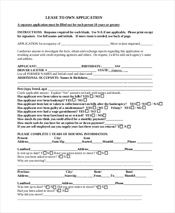 lease to own application form