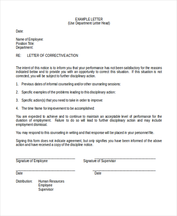 letter of corrective action