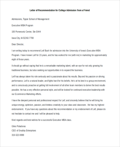 Free 5 Sample Recommendation Letter For A Friend In Pdf Ms Word