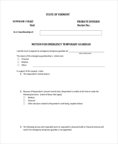 motion for emergency temporary guardian