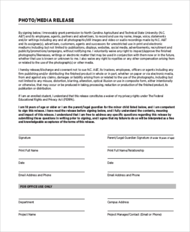 media photo release form