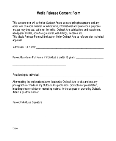 media release consent form