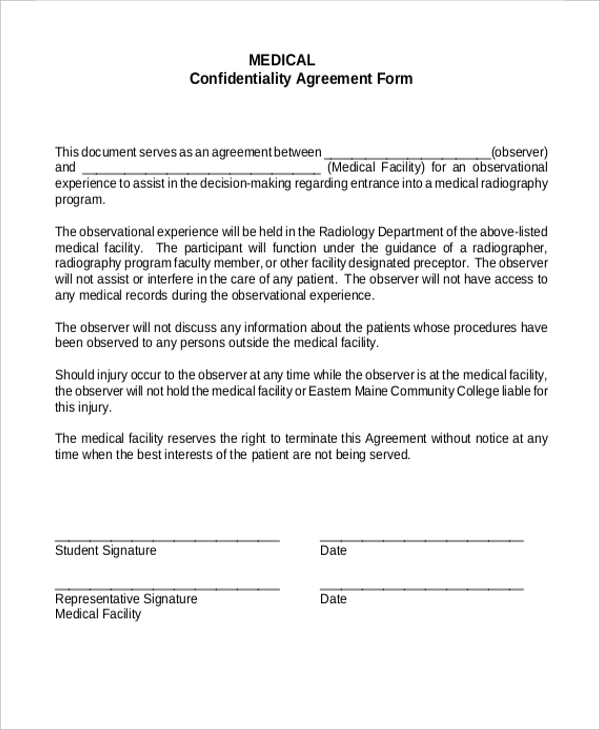 FREE 8+ Sample Confidentiality Agreement Forms in PDF | MS Word