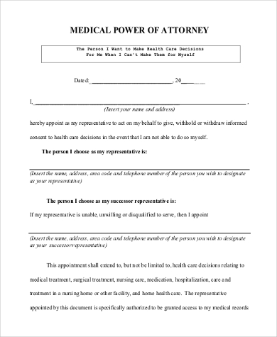 medical power of attorney form pa