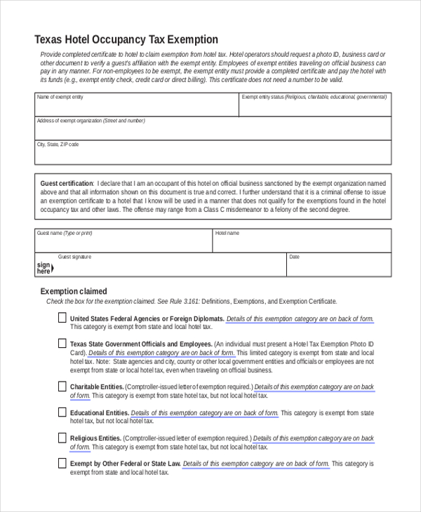 FREE 8+ Sample Tax Exemption Forms in PDF | MS Word