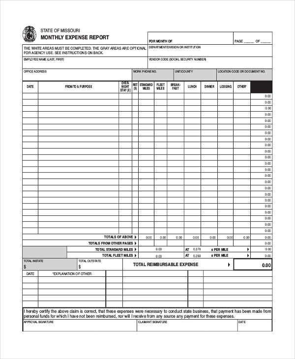 FREE 11+ Sample Expense Reports in Excel | PDF | MS Word