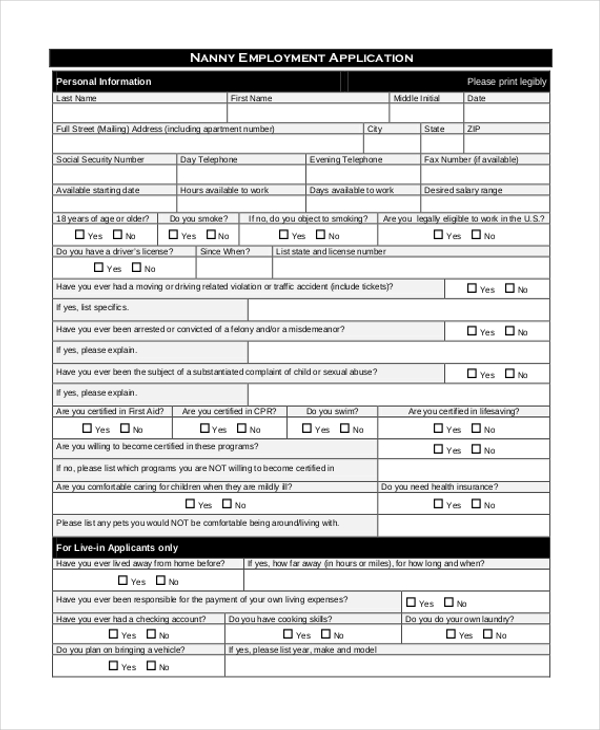 FREE 14+ Employment Application Samples, PDF, MS Word, Google Docs