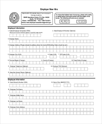 new hire employment form