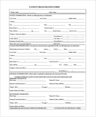 FREE 9+ Sample Patient Registration Forms in PDF | Excel | MS word