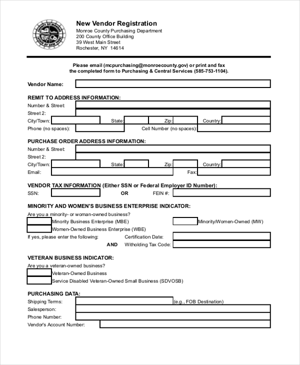 FREE 9+ Sample Vendor Application Forms in MS Word | PDF | Excel