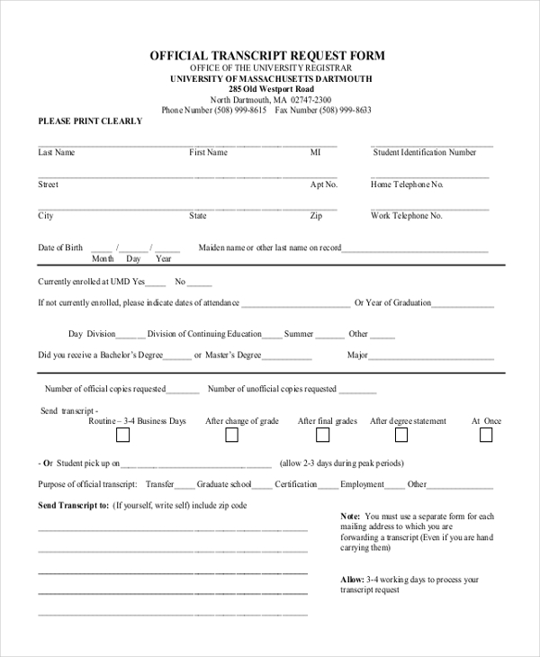 FREE 14+ Transcript Request Form Samples, PDF, MS Word, Google Docs, Excel