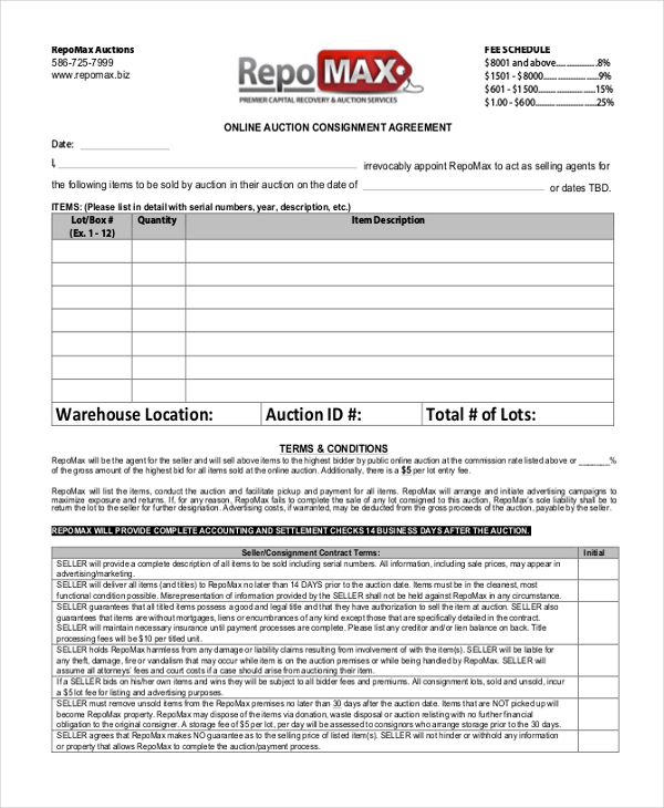 FREE 8+ Sample Consignment Agreement Forms in PDF | MS Word