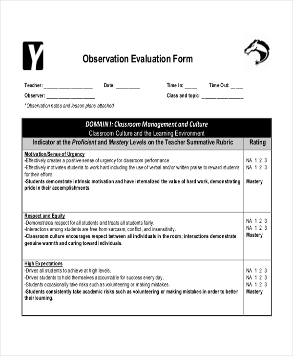 FREE 11+ Sample Teacher Evaluation Forms in PDF | MS Word