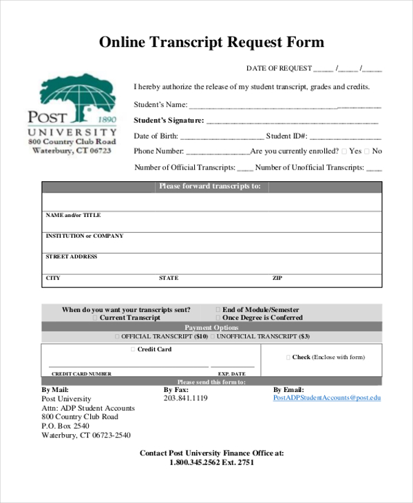 FREE 14+ Transcript Request Form Samples, PDF, MS Word, Google Docs, Excel