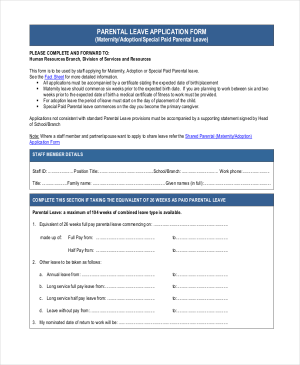 FREE 11+ Sample Leave Application Forms in PDF  MS Word  Excel