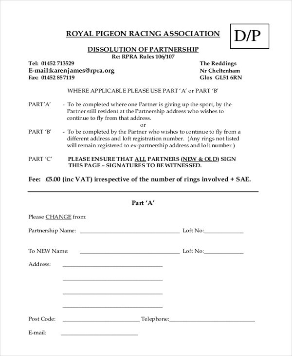 Dissolution Of Partnership Agreement Format