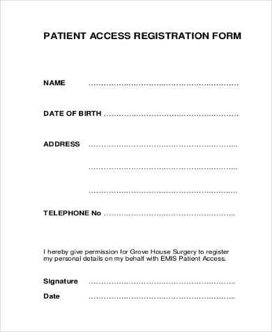 patient access registration form