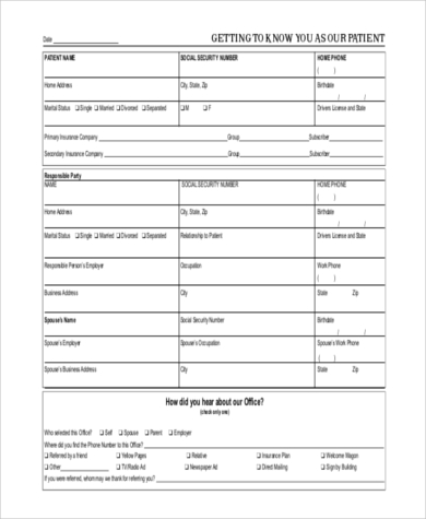 patient dental registration form