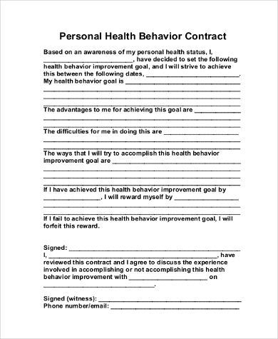personal health behavior contract