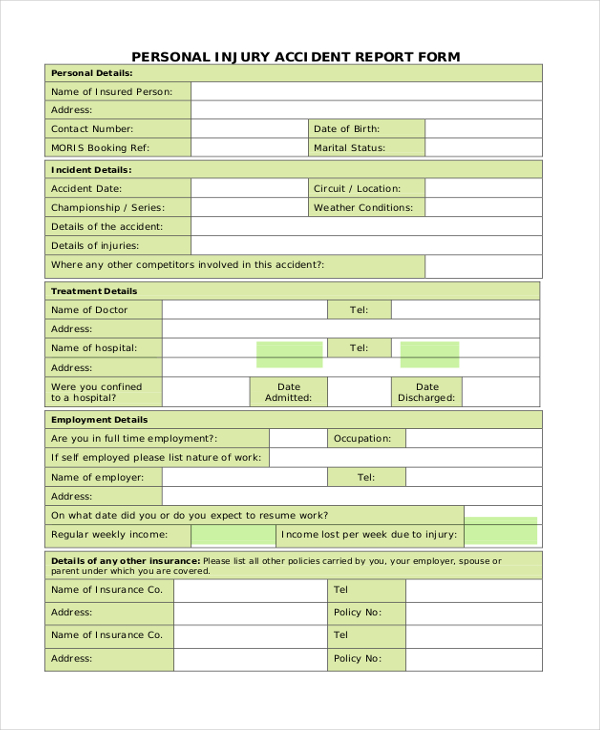 Accident Report Form Template Uk