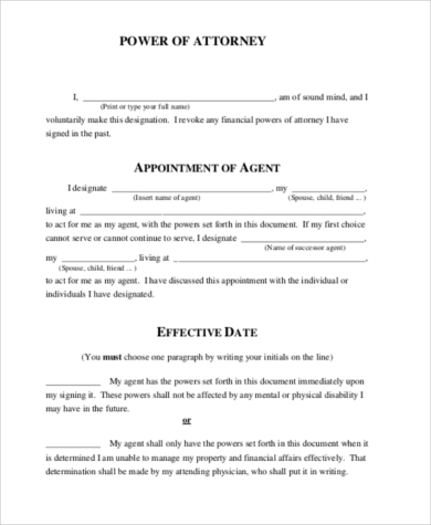 power of attorney form free printable