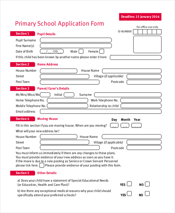 FREE 11 Sample School Application Forms In PDF MS Word Excel