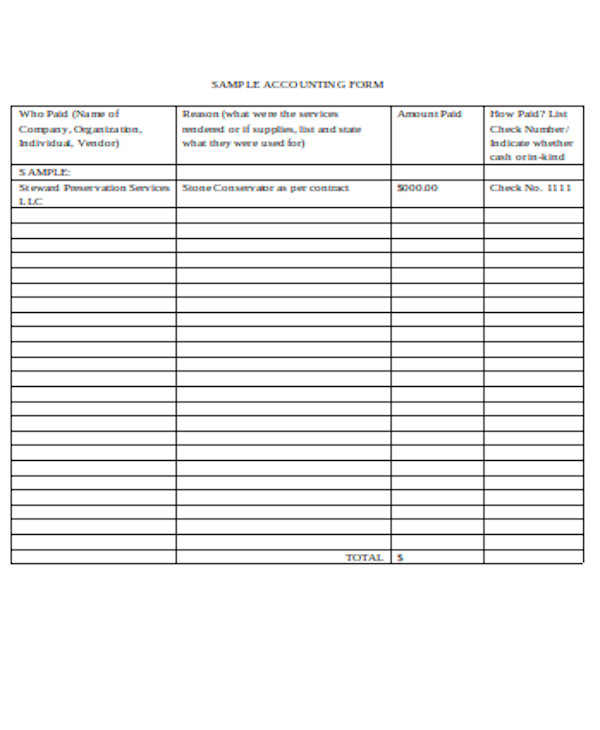 professional accounting form