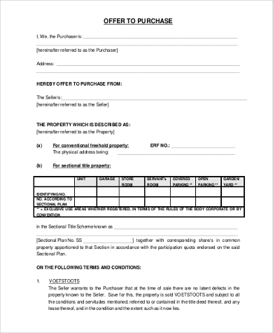 purchase agreement form