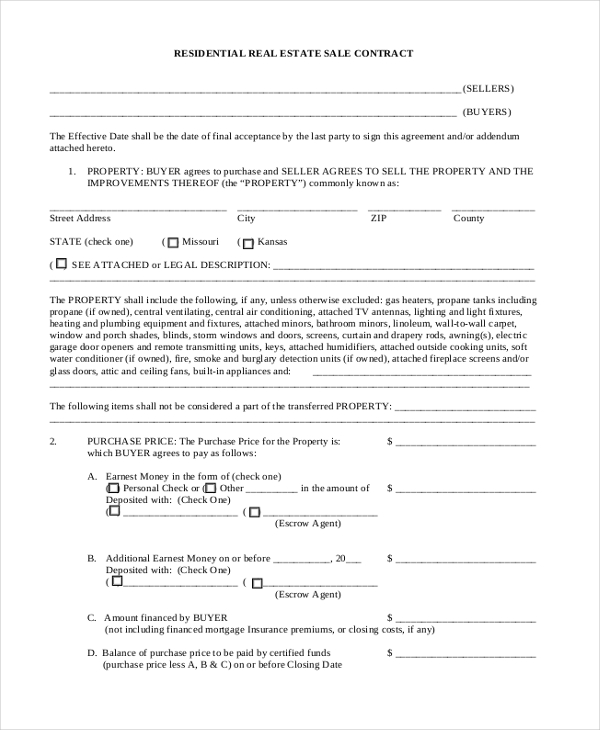 FREE 8+ Sample Real Estate Sales Contract Forms in PDF | MS Word