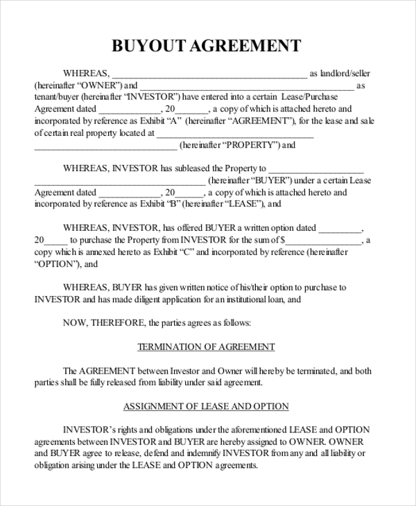 real estate buyout agreement form1