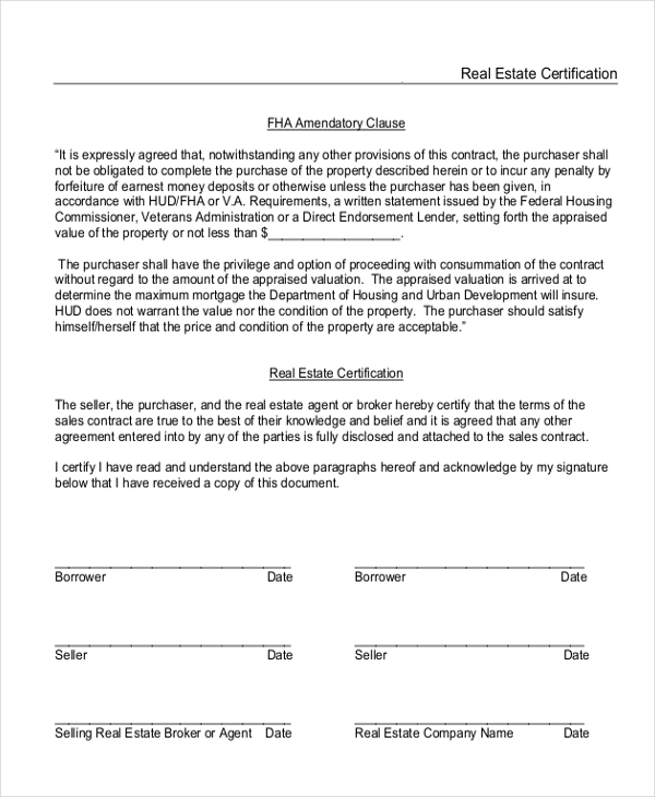 FREE 11  Sample Real Estate Forms in PDF MS Word