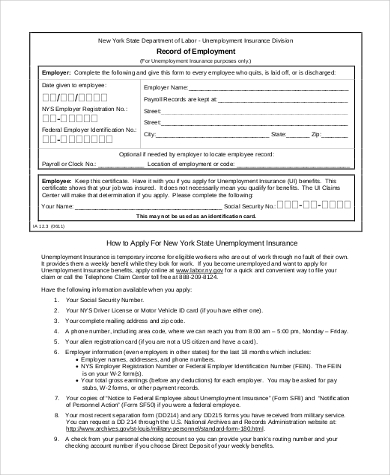 record of employment form