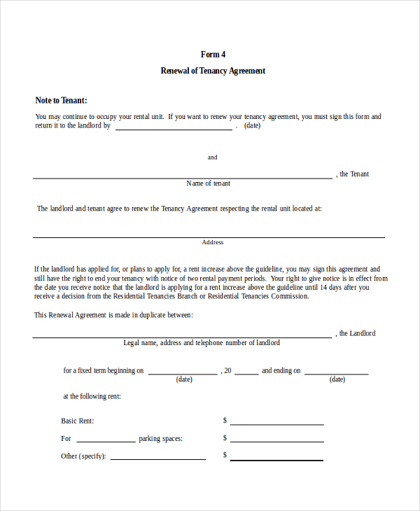 FREE 8 Sample Tenancy Agreement Forms In Sample Example