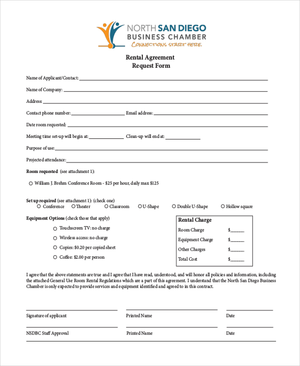 rental agreement request form