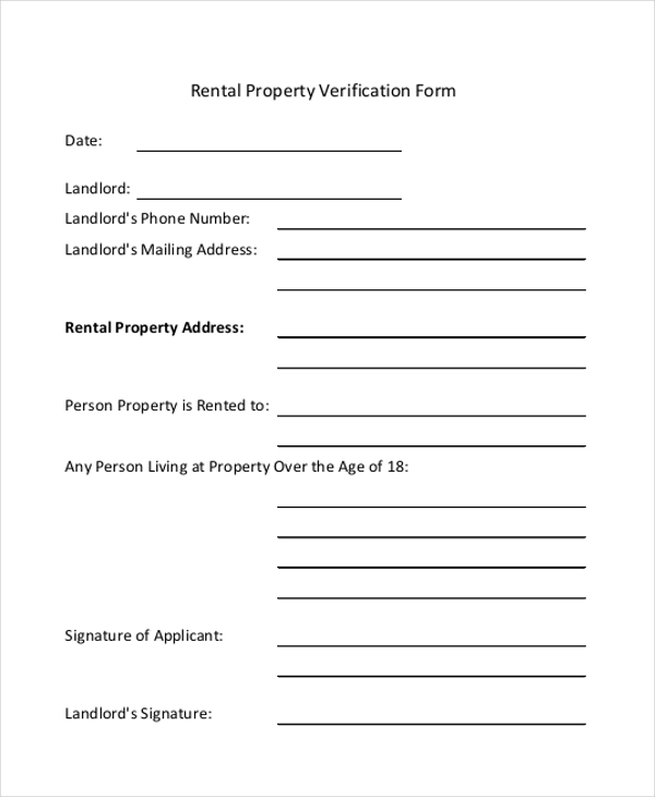 rental property verification form