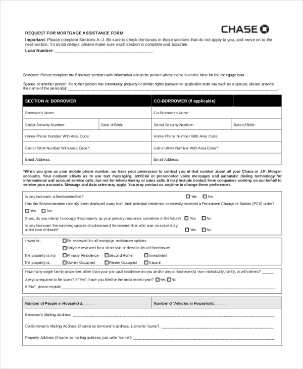 request for mortgage assistance form