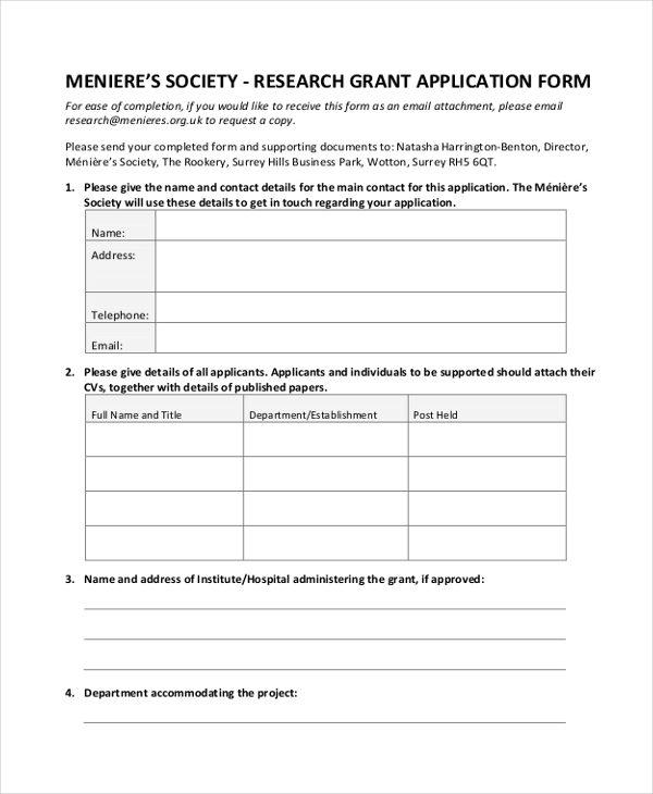 FREE 10  Sample Grant Application Forms in PDF Excel MS Word